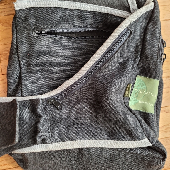 Hemp Crossbody Bag Medium Natural Black Grey Ecolution - Picture 5 of 16